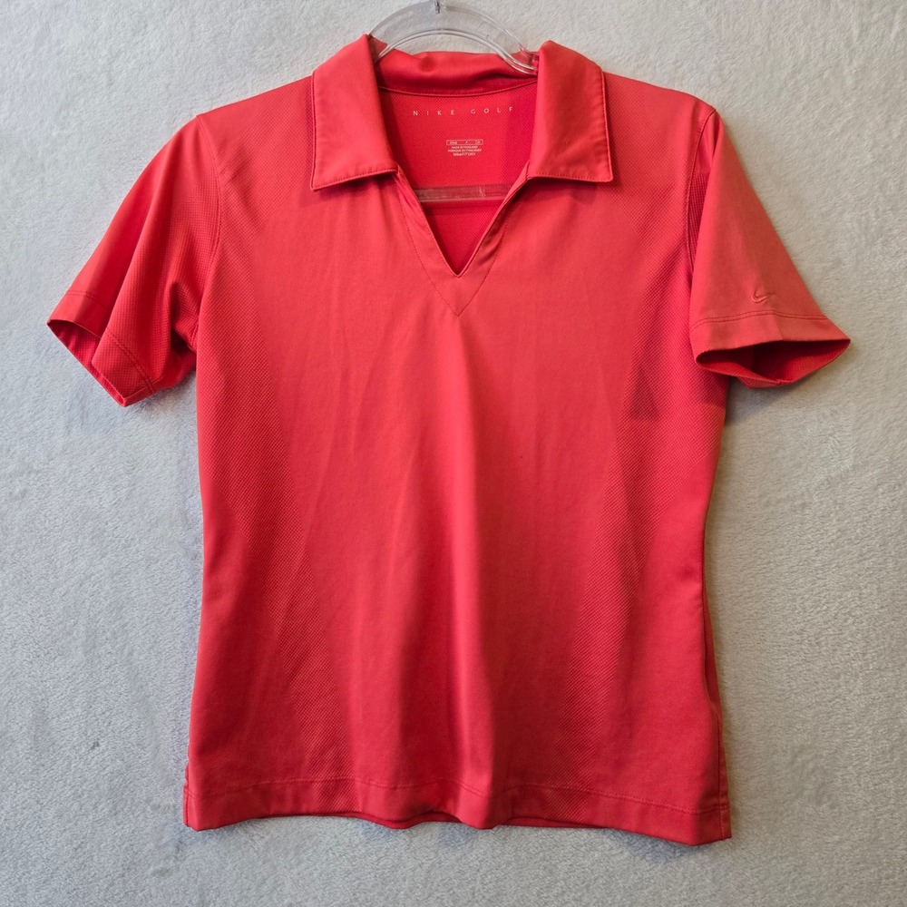 Nike Women Coral Fit Dry Polo Shirt Breathable Mesh Sporty Golf S 4-6